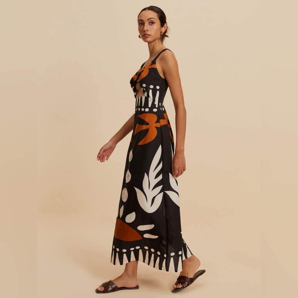 Commense Black, Rust & White Printed Maxi Dress - Picture 2 of 7